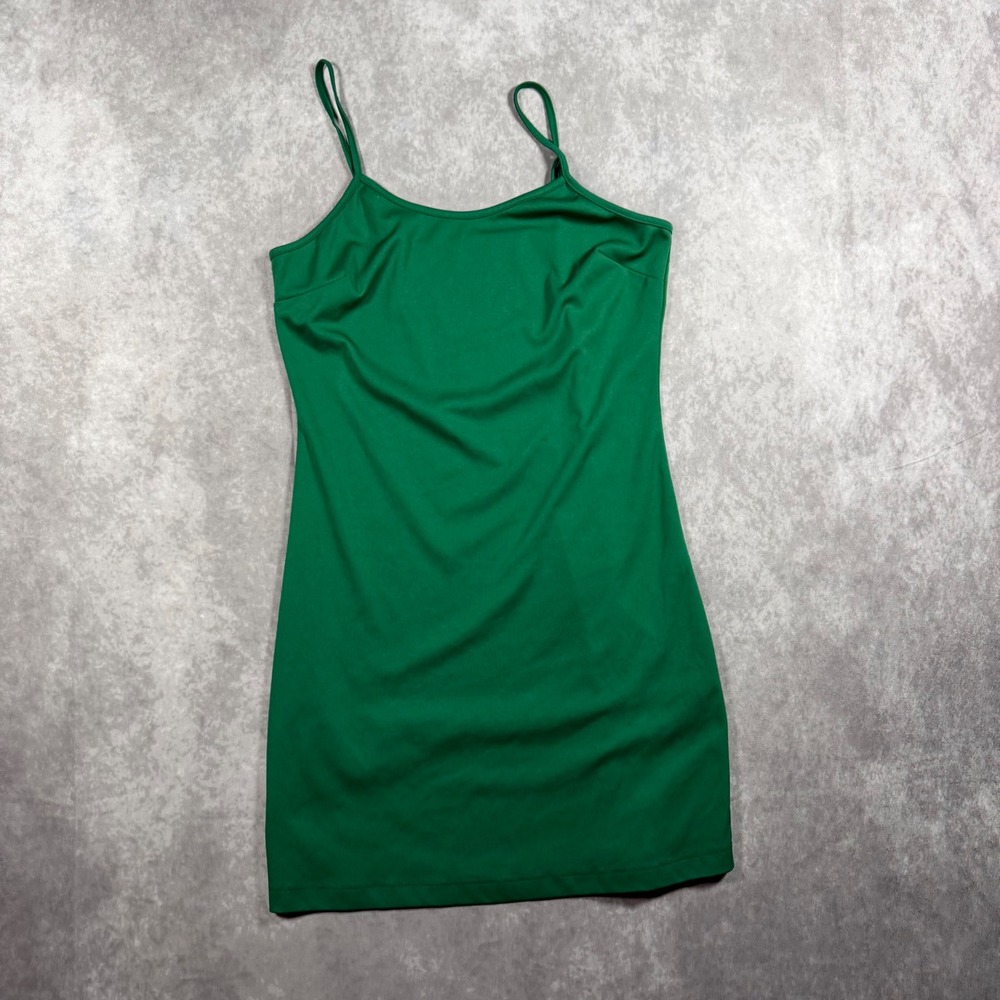 Green Bodycon Mini Dress Women XS Adjustable Spaghetti Strap Clubwear Date Night
